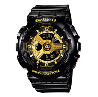 Baby-G BA-110-1A – Elegancia y Resistencia en Negro y Dorado Baby-G BA-110-1A – Elegancia y Resistencia en Negro y Dorado