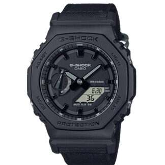 Reloj G-SHOCK GA-2100BCE-1A negro con diseño moderno y correa de nylon Cordura