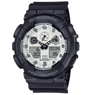 Reloj Casio G-Shock GA-100WD-1 con diseño resistente en acero inoxidable y pantalla analógica-digital