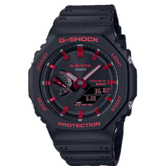 Reloj Casio G-Shock GA-B2100BNR-1A negro con detalles en rojo, Bluetooth y carga solar